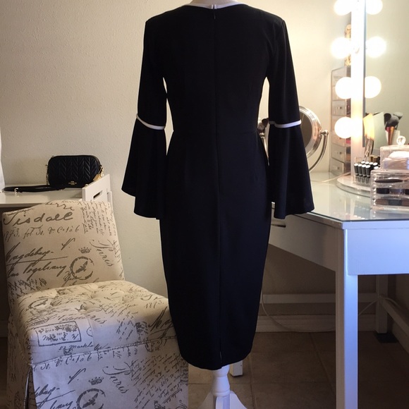 NWT high low bell sleeve black & white dress - Picture 5 of 8